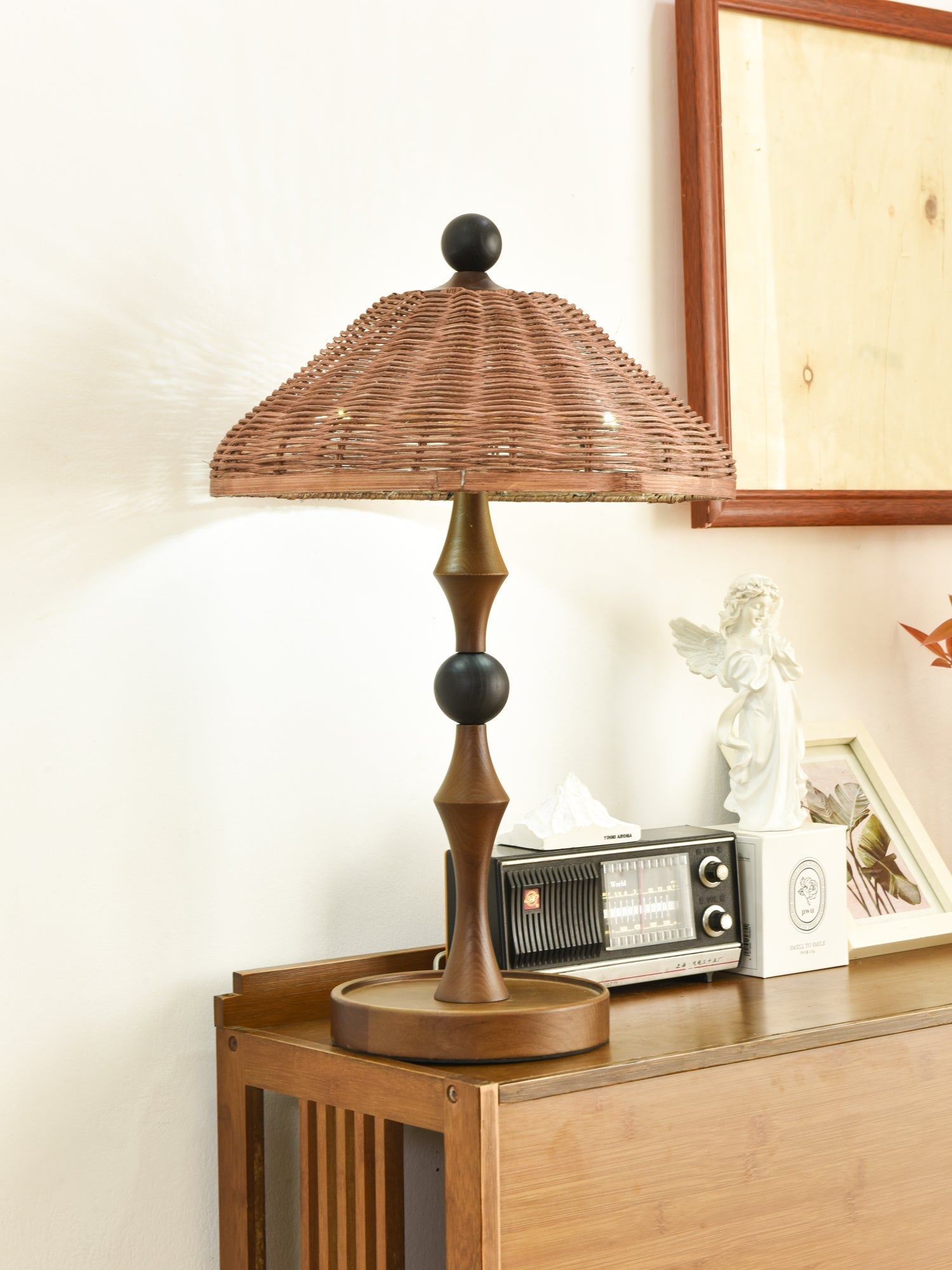 Miran Wood Rattan Vintage Table Lamp - Letslighting