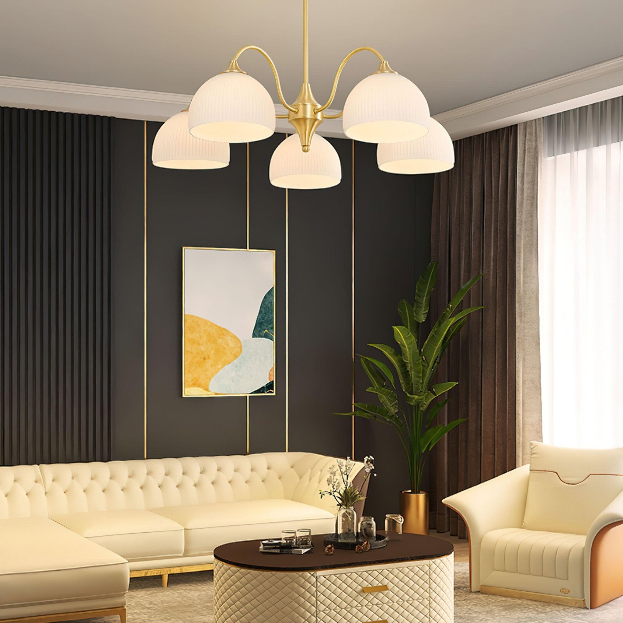 Lustra Chandelier Striped Glass Bowl - Letslighting