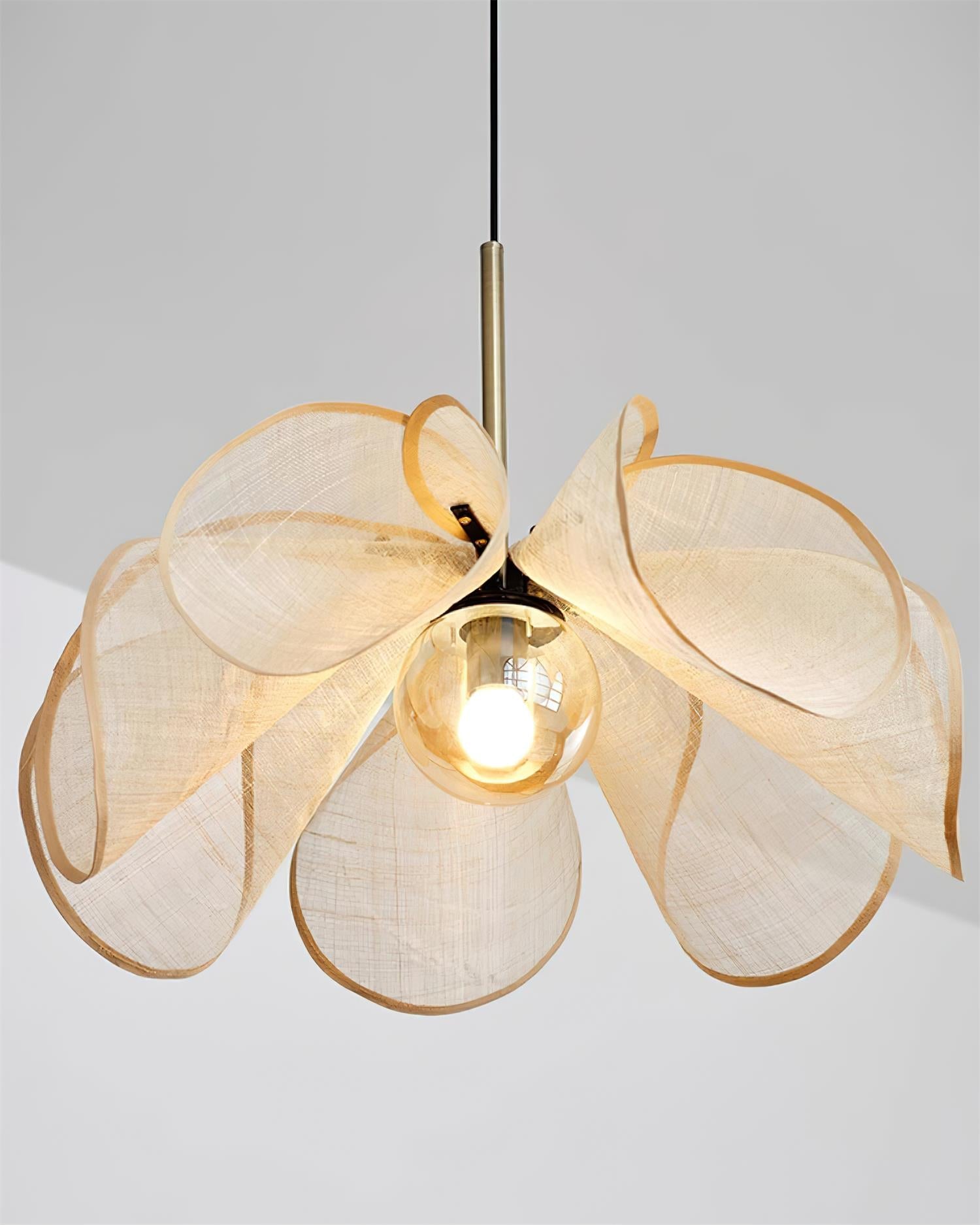 Pendant Lamp Petal Plant Fiber Shade Brown Soft Ambient Bohemian - Letslighting