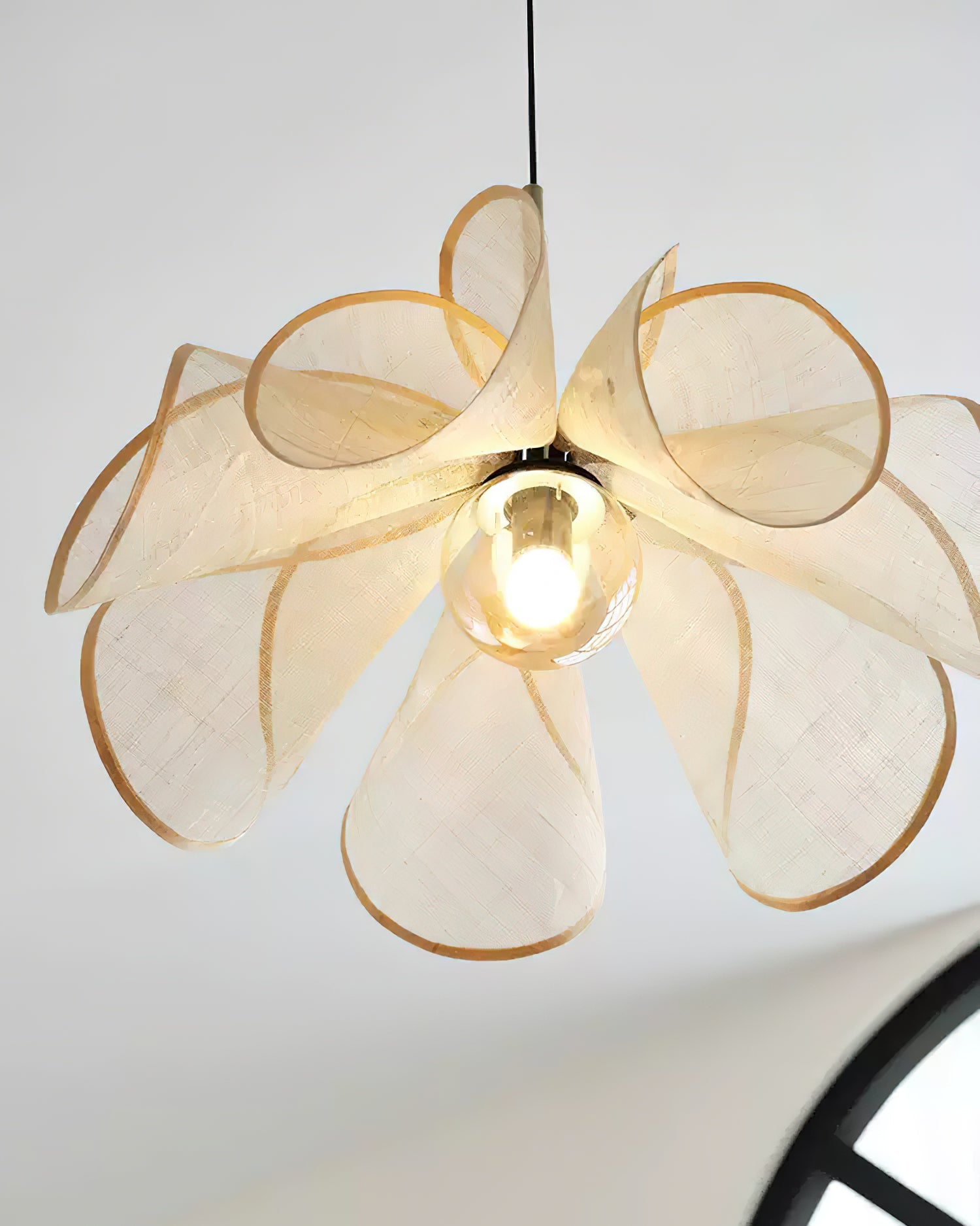 Pendant Lamp Petal Plant Fiber Shade Brown Soft Ambient Bohemian - Letslighting