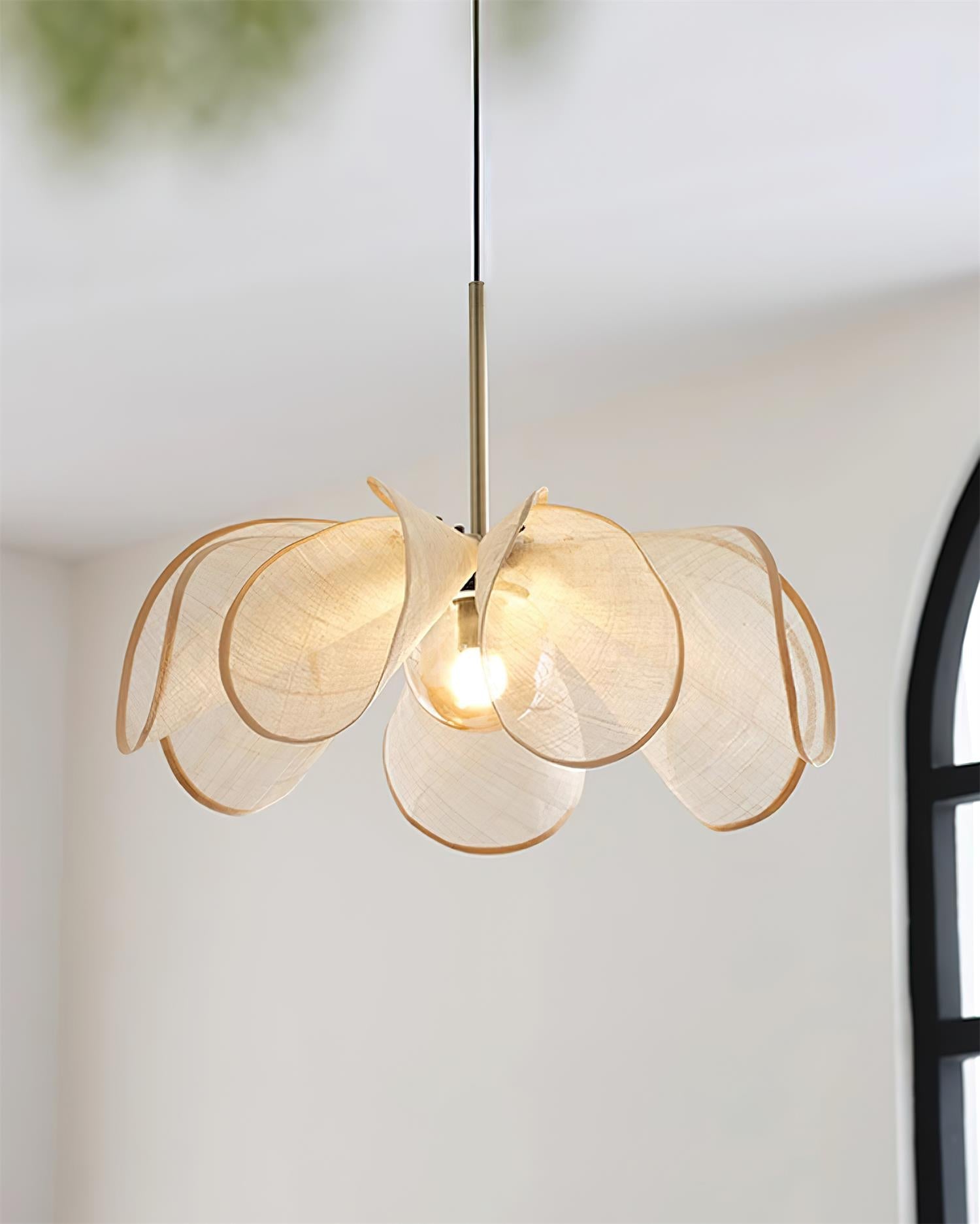 Pendant Lamp Petal Plant Fiber Shade Brown Soft Ambient Bohemian - Letslighting