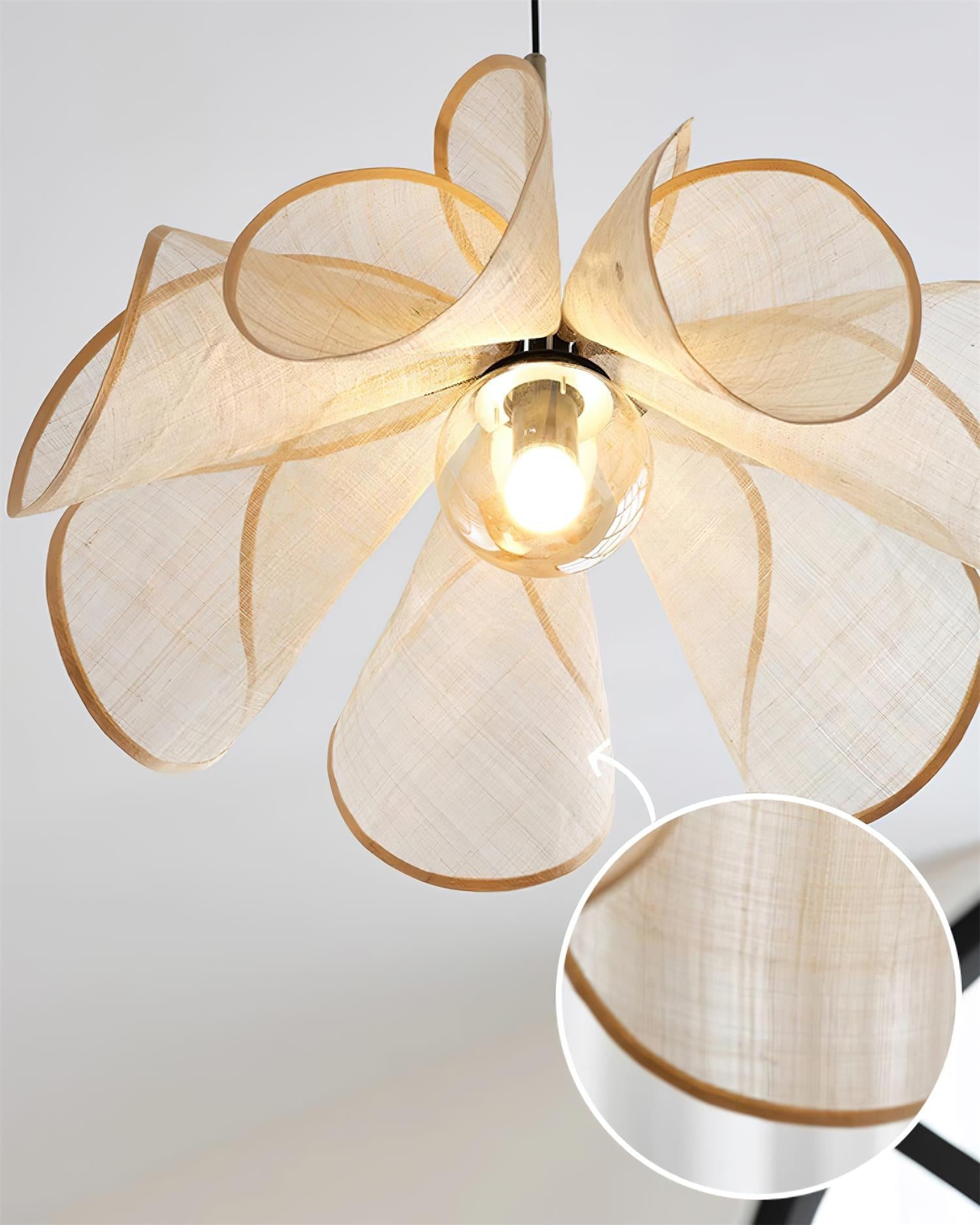 Pendant Lamp Petal Plant Fiber Shade Brown Soft Ambient Bohemian - Letslighting