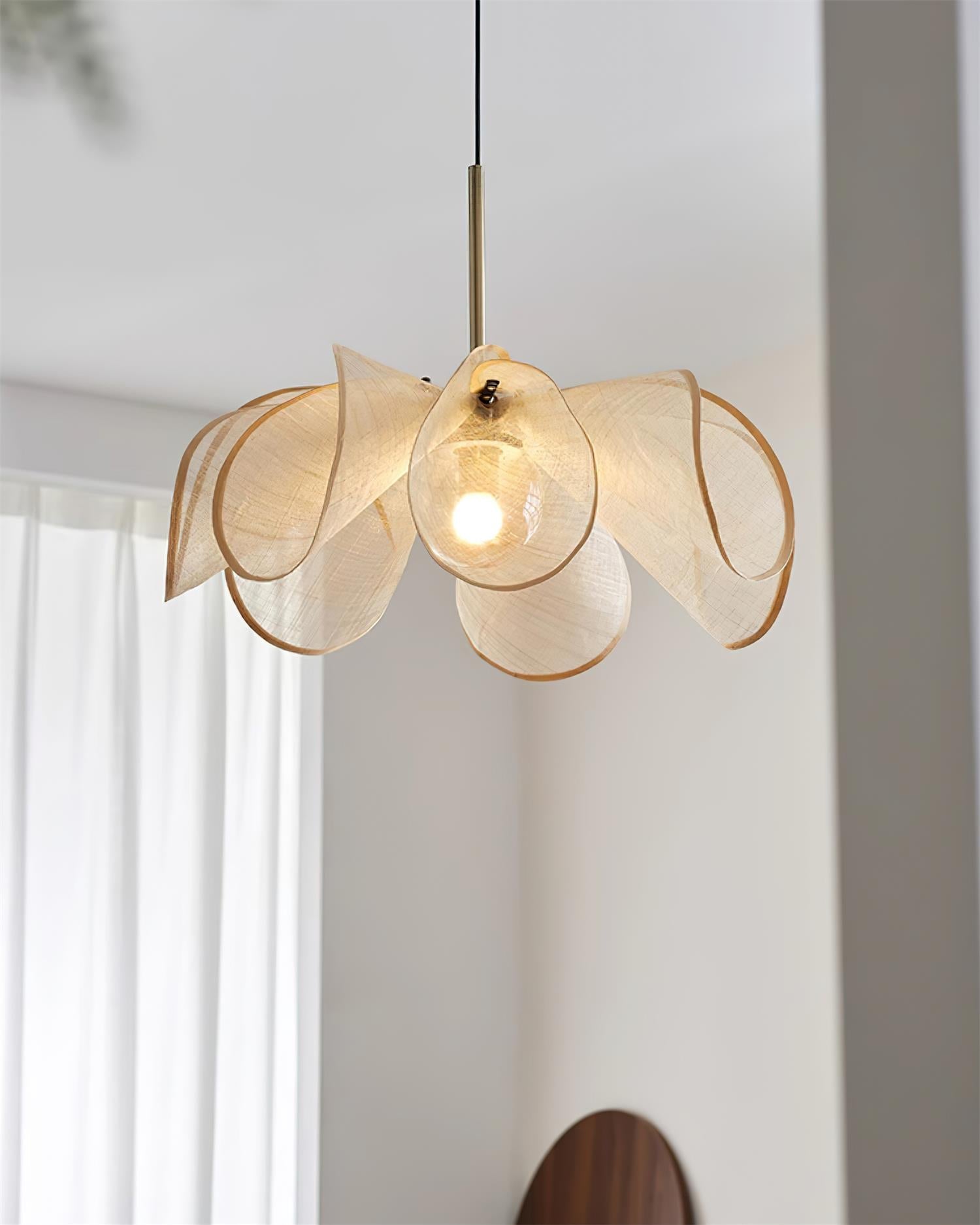 Pendant Lamp Petal Plant Fiber Shade Brown Soft Ambient Bohemian - Letslighting