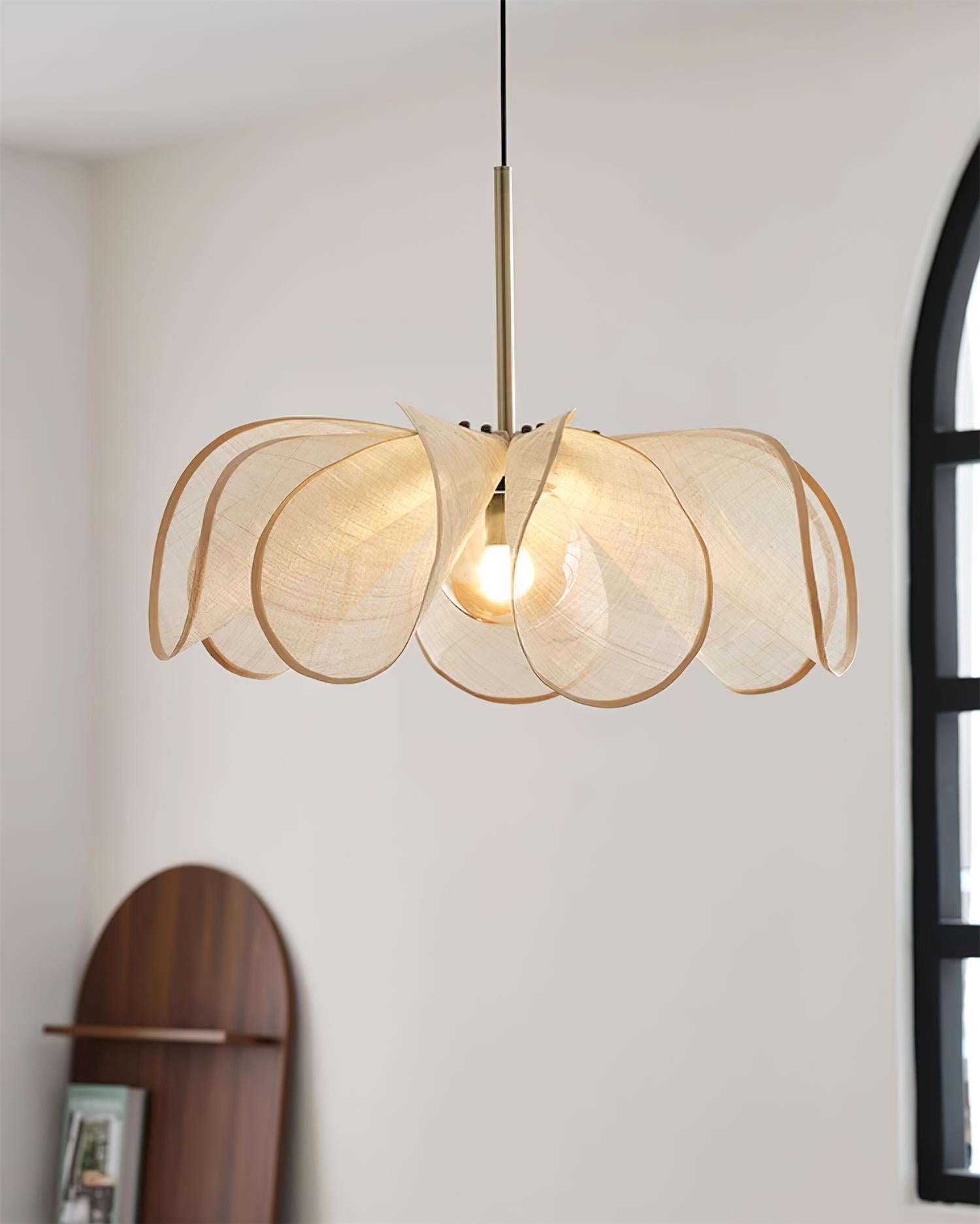 Pendant Lamp Petal Plant Fiber Shade Brown Soft Ambient Bohemian - Letslighting