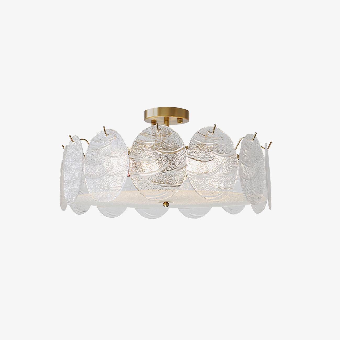 Lustra Ceiling Lamp with Gold Finish and Ribbed Glass - Letslighting