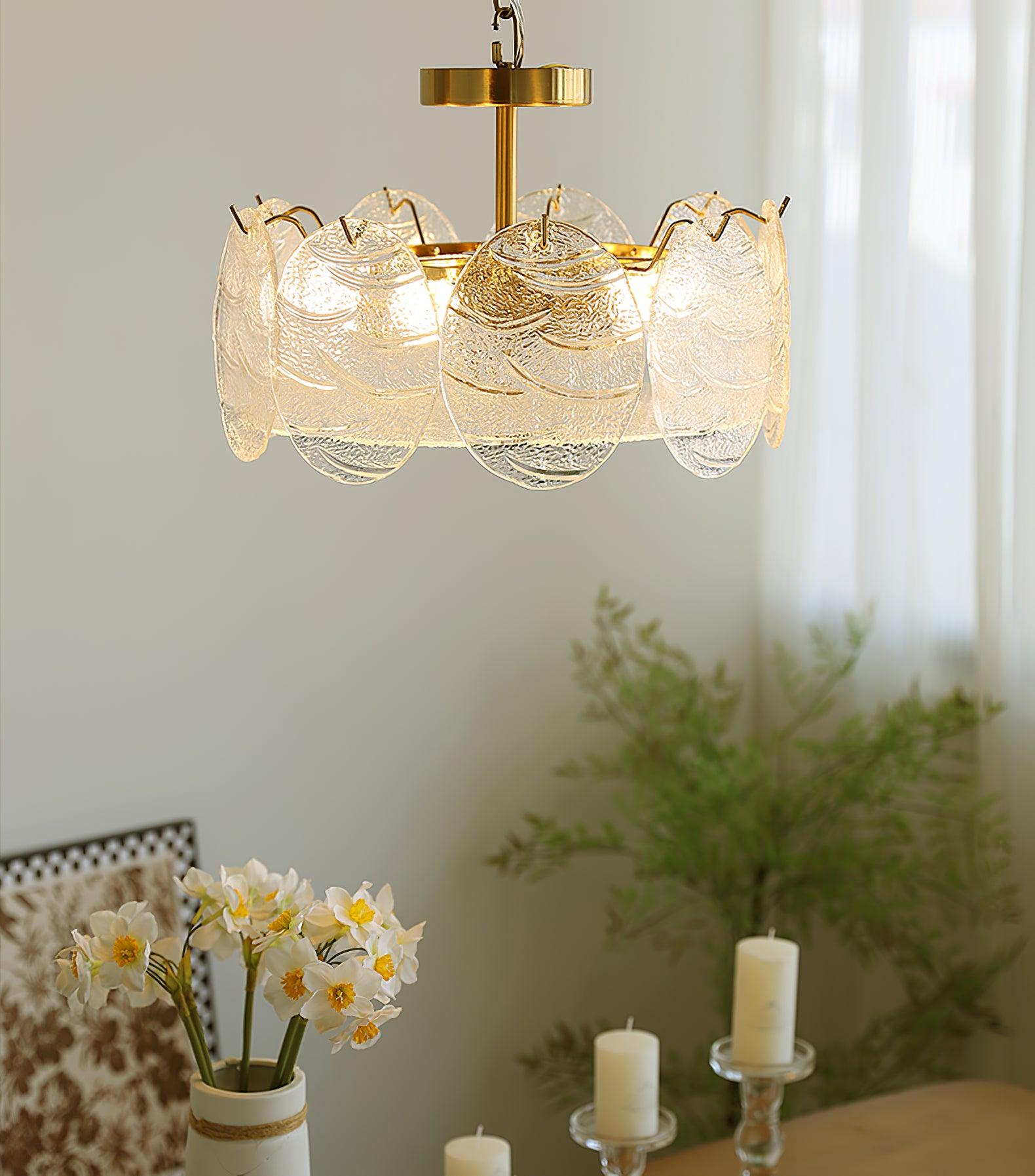 Lustra Ceiling Lamp with Gold Finish and Ribbed Glass - Letslighting