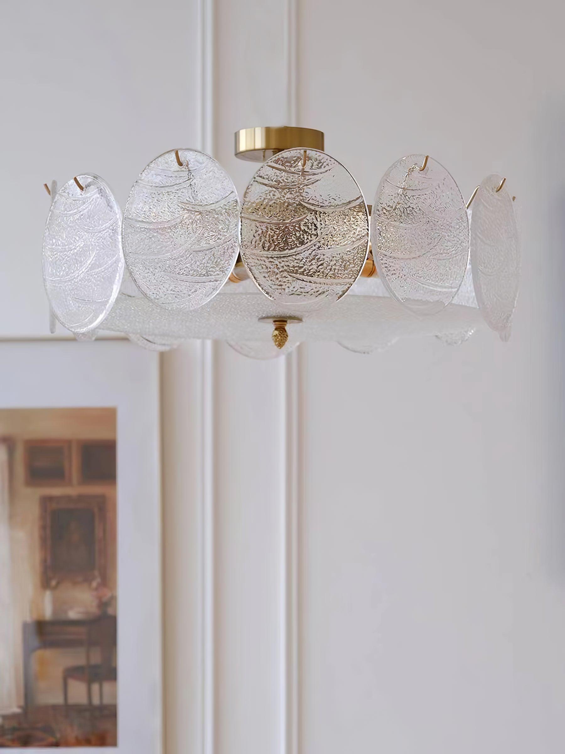 Lustra Ceiling Lamp with Gold Finish and Ribbed Glass - Letslighting