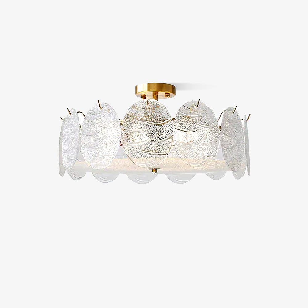 Lustra Ceiling Lamp with Gold Finish and Ribbed Glass - Letslighting