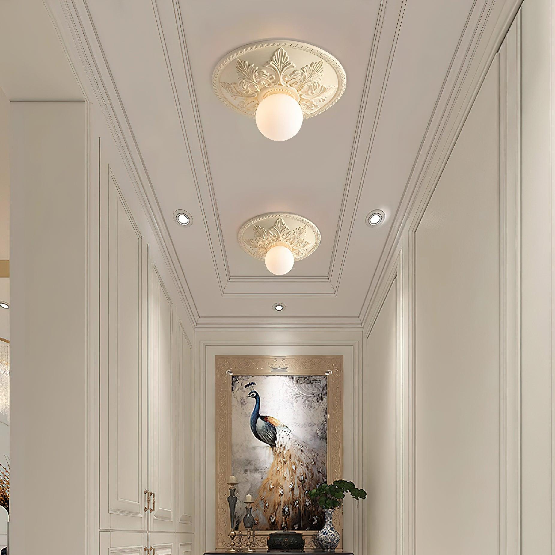 Ceiling Light Resin Canopy Glass Globe Classic Ornate - Letslighting