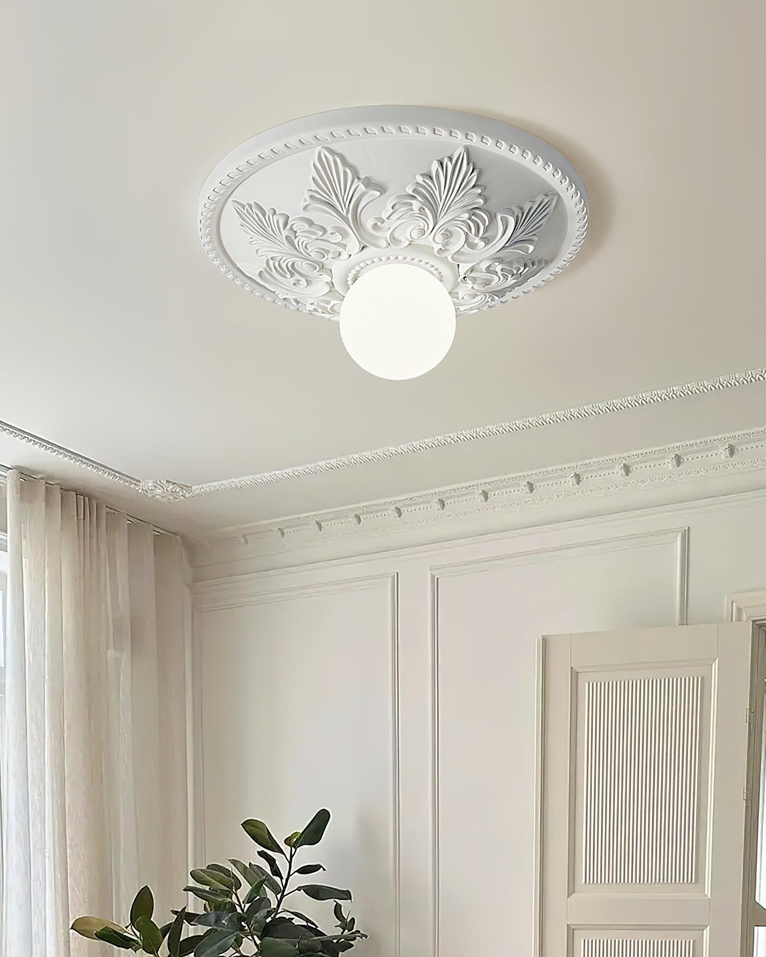 Ceiling Light Resin Canopy Glass Globe Classic Ornate - Letslighting
