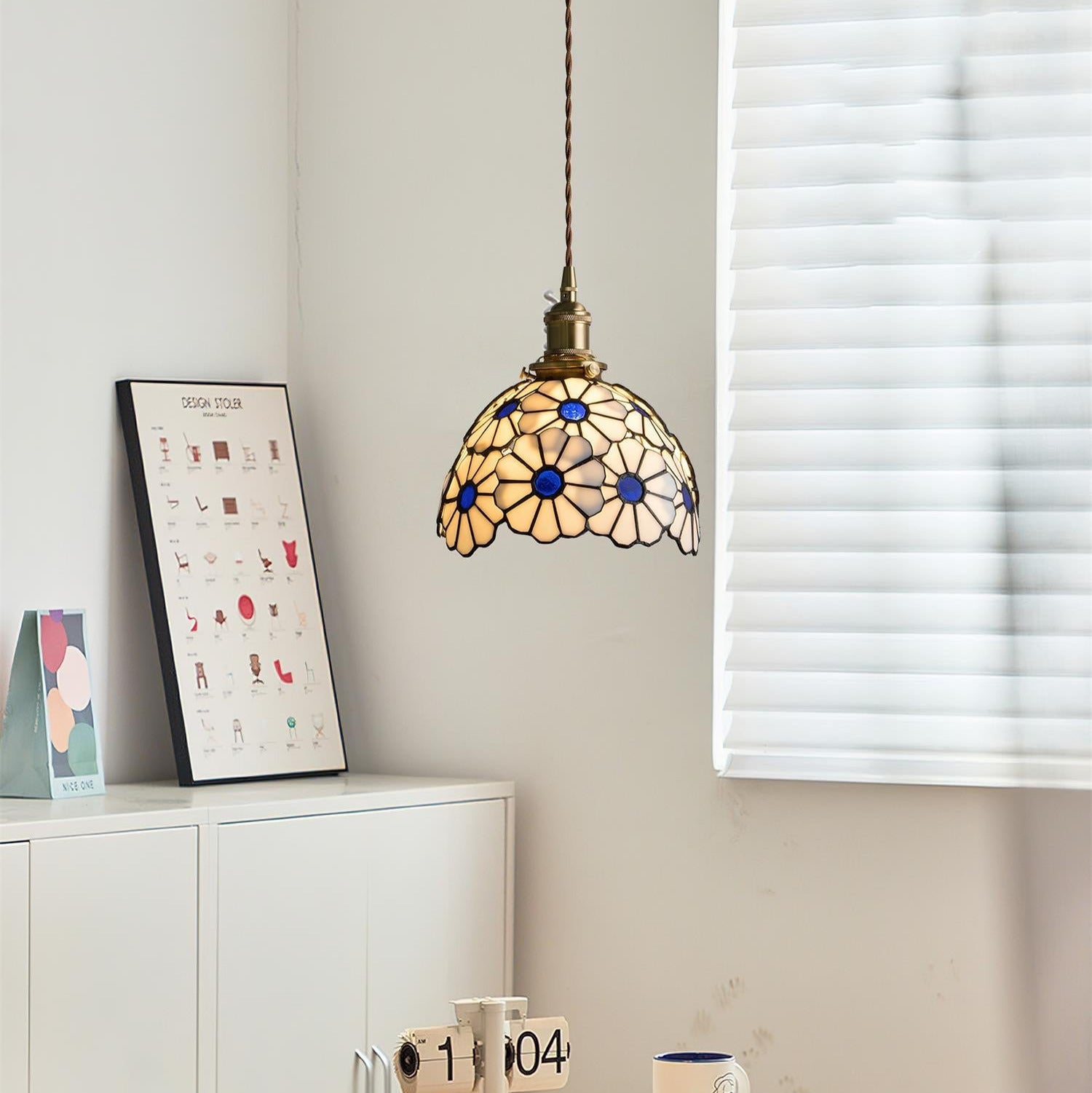 Tiffany Floral Pendant Light Blue - Letslighting
