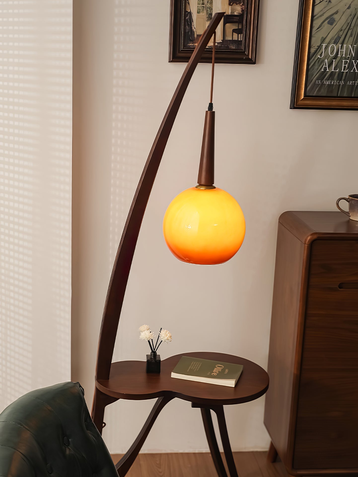 Arc Wood Hanging Floor Lamp - Blowlighting
