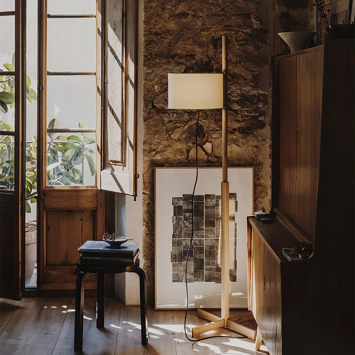Terenzo Wood Fabric Floor Lamp - Letslighting
