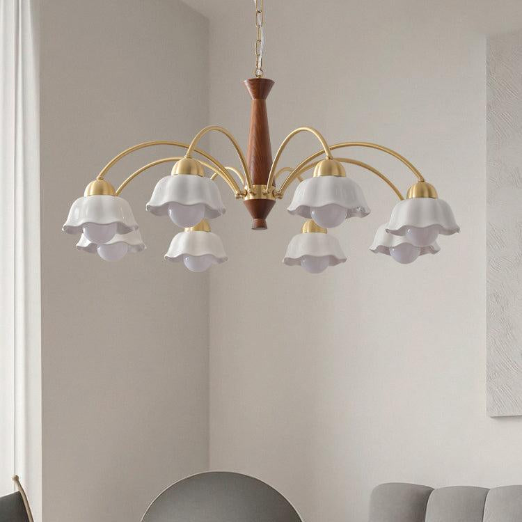 Olivia Floral Chandeliers Wood Ceramic - Letslighting