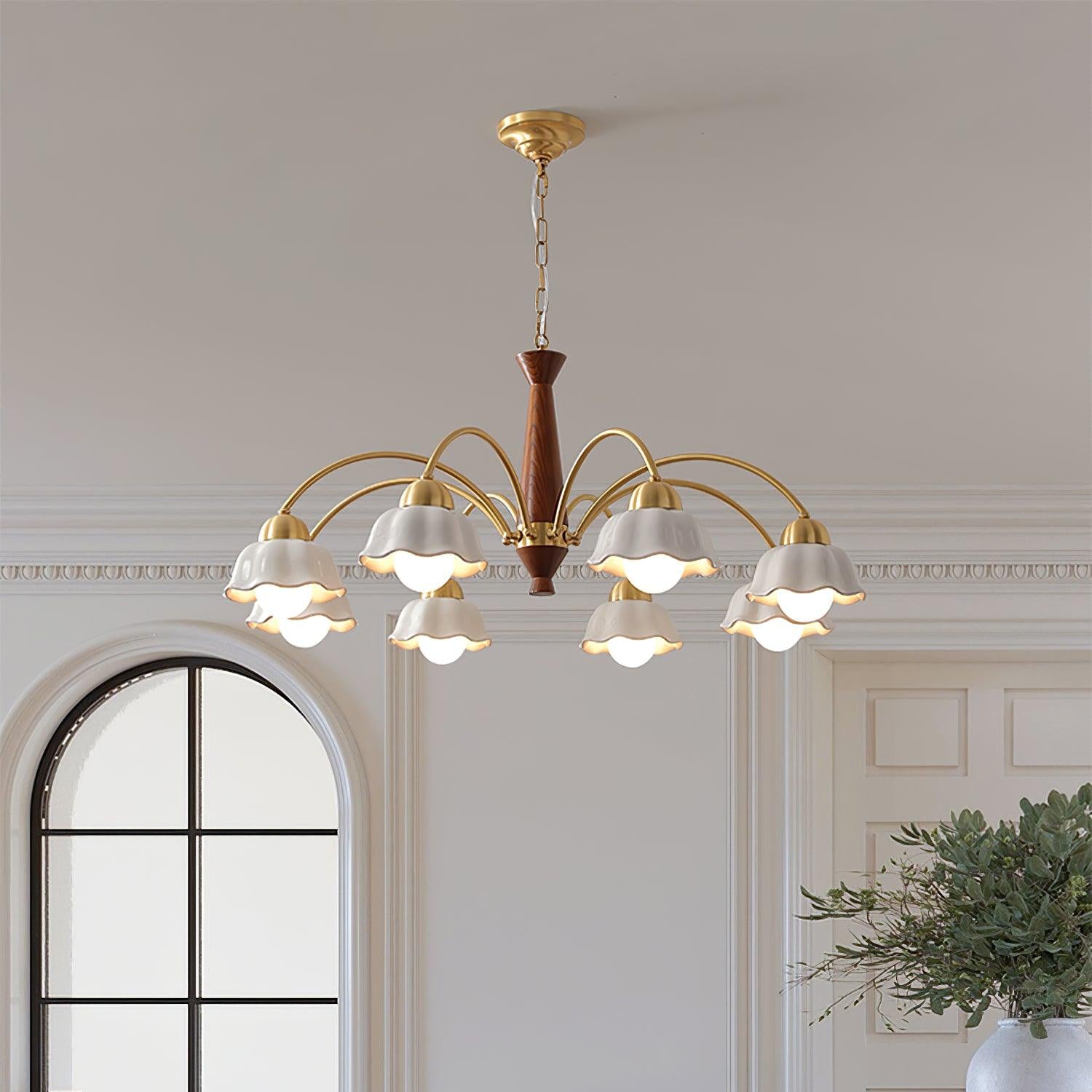 Olivia Floral Chandeliers Wood Ceramic - Letslighting