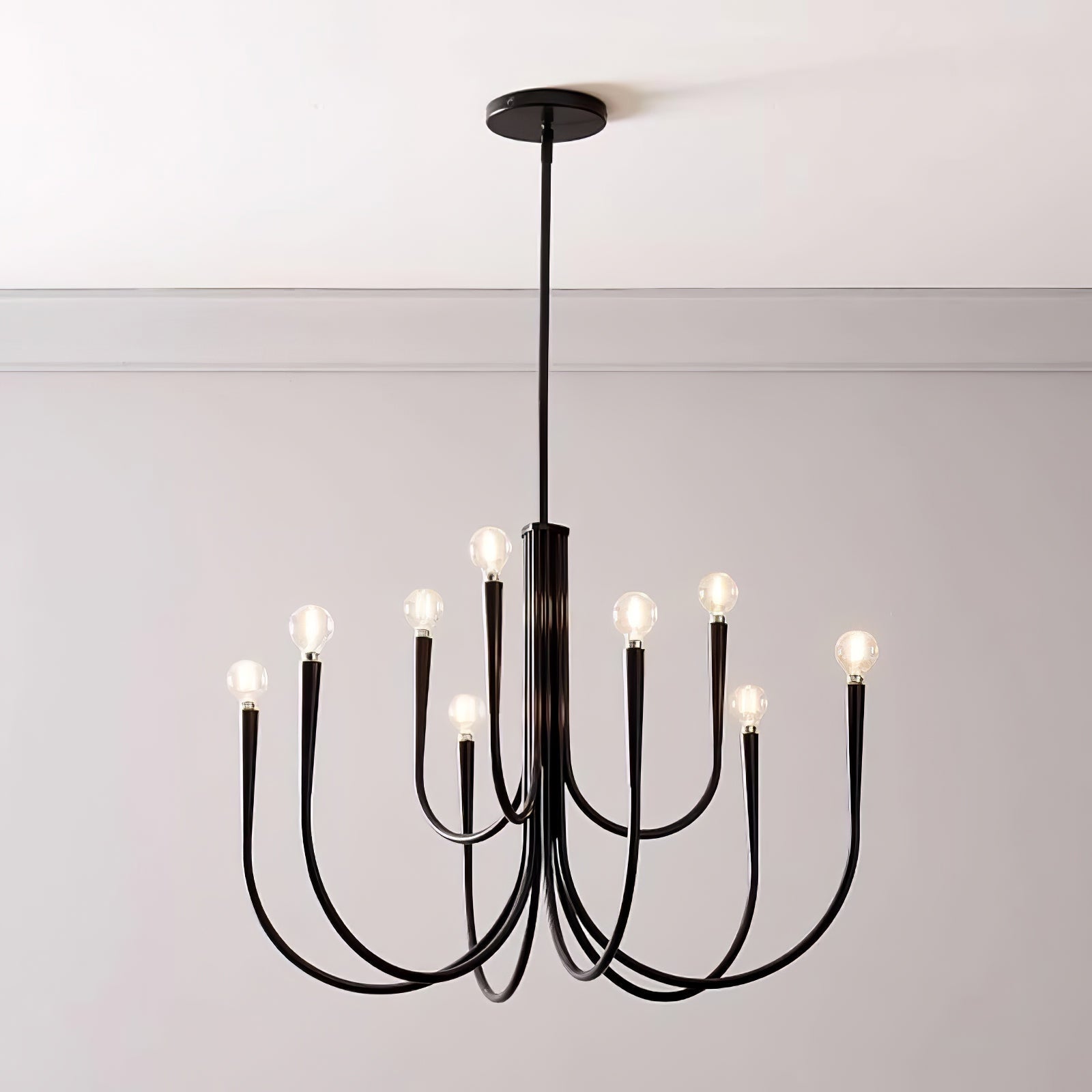 Lustra Chandelier Swoop Arm Brass Minimalist - Letslighting