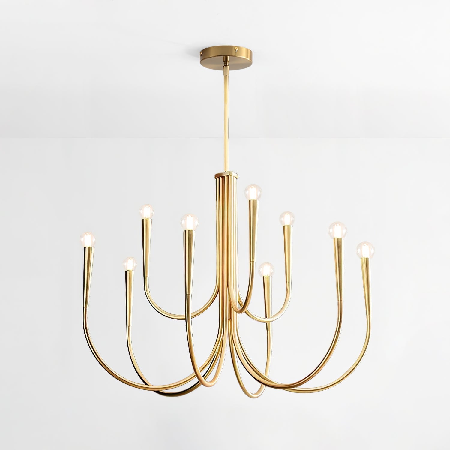Lustra Chandelier Swoop Arm Brass Minimalist - Letslighting