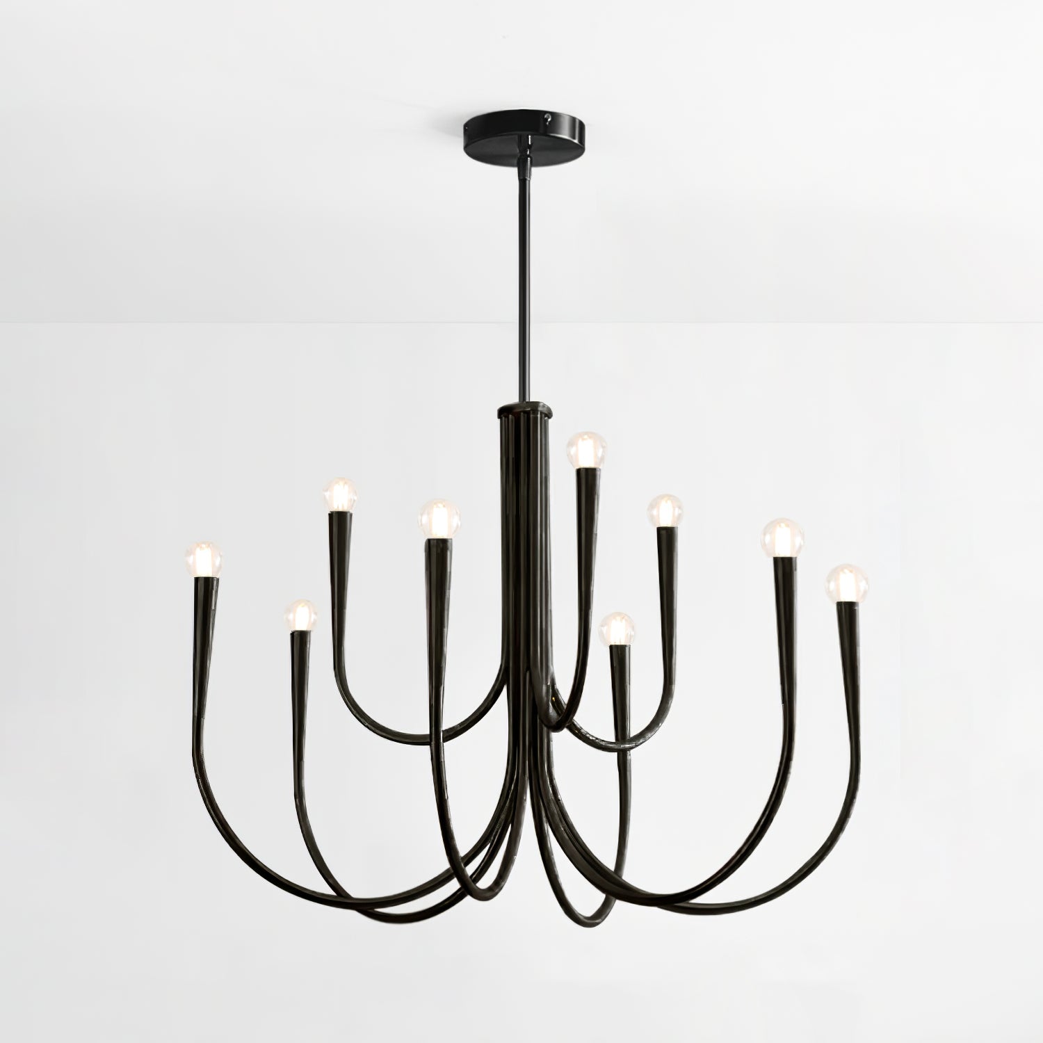 Lustra Chandelier Swoop Arm Brass Minimalist - Letslighting