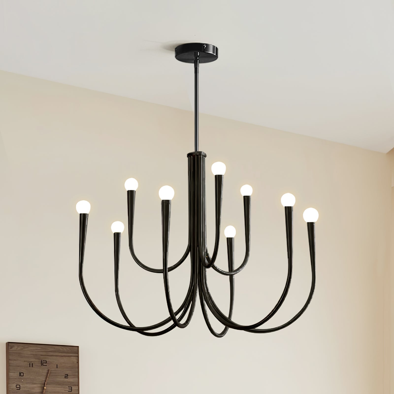 Lustra Chandelier Swoop Arm Brass Minimalist - Letslighting