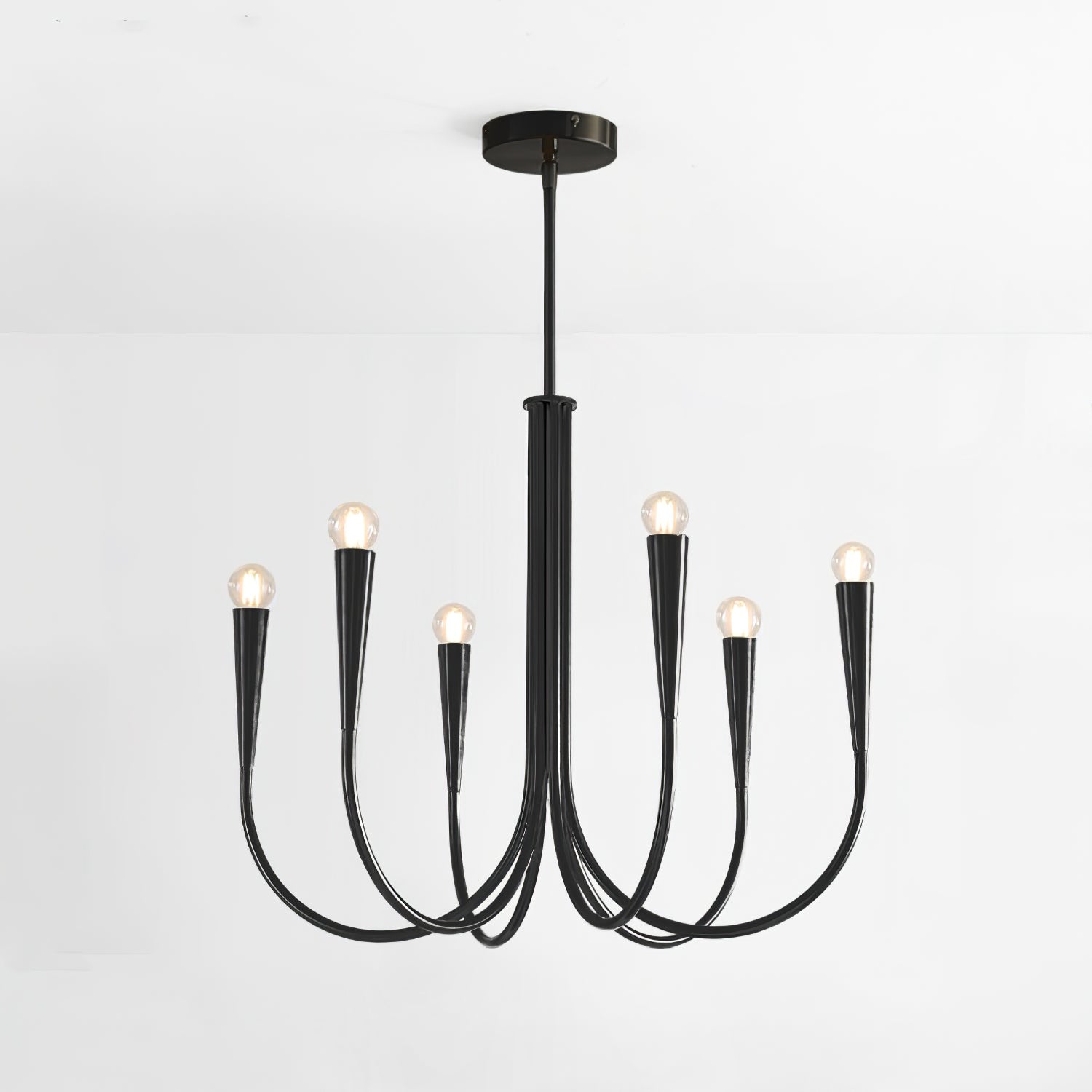 Lustra Chandelier Swoop Arm Brass Minimalist - Letslighting