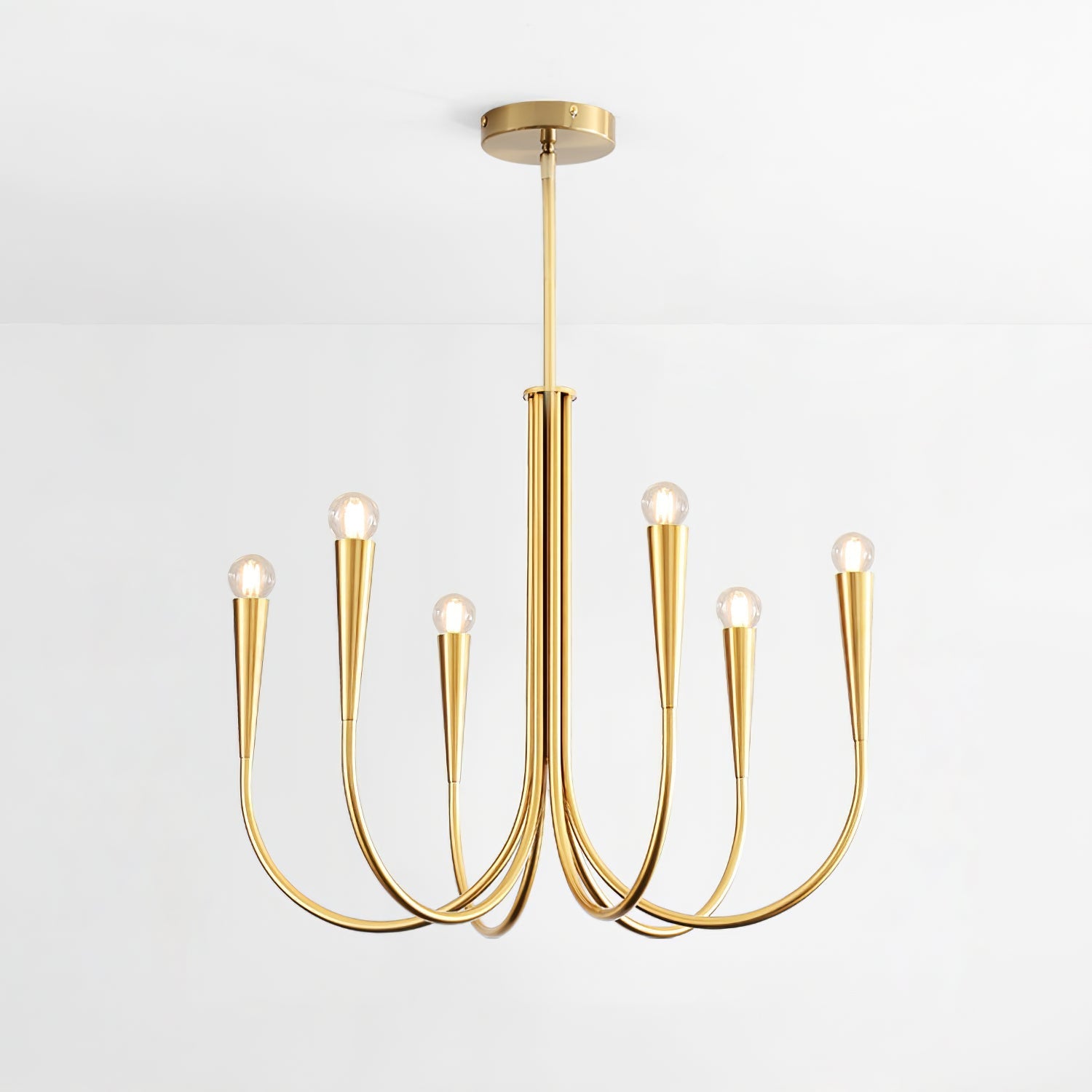 Lustra Chandelier Swoop Arm Brass Minimalist - Letslighting