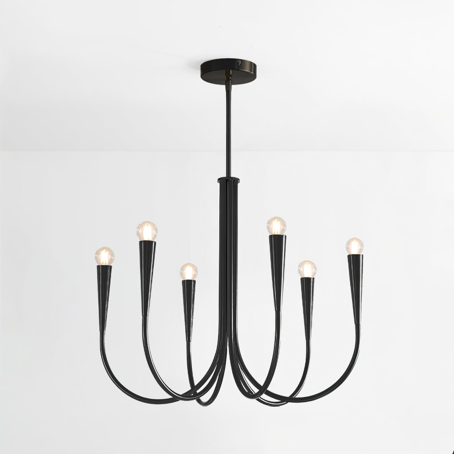 Lustra Chandelier Swoop Arm Brass Minimalist - Letslighting