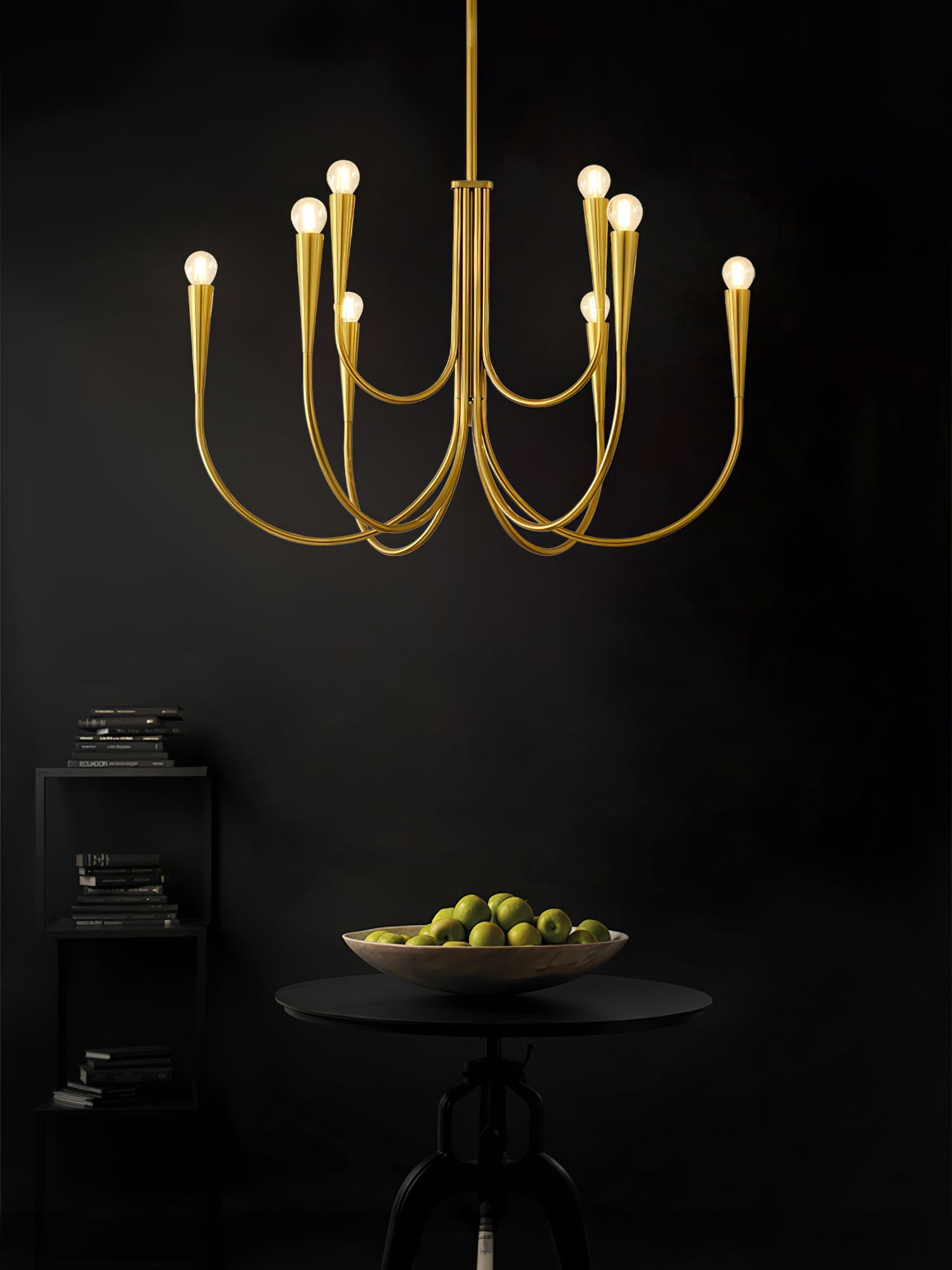 Lustra Chandelier Swoop Arm Brass Minimalist - Letslighting