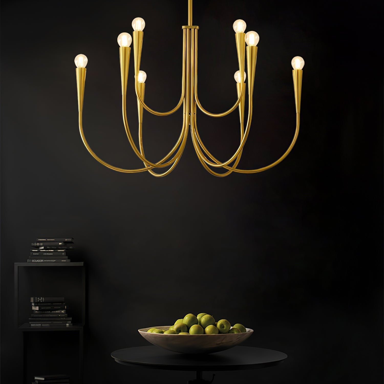 Lustra Chandelier Swoop Arm Brass Minimalist - Letslighting