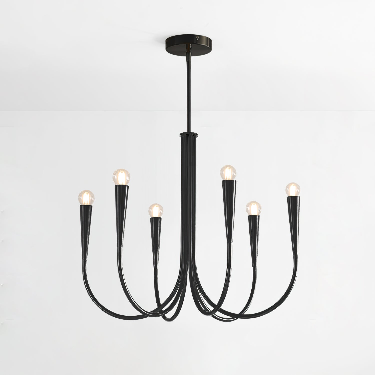 Lustra Chandelier Swoop Arm Brass Minimalist - Letslighting