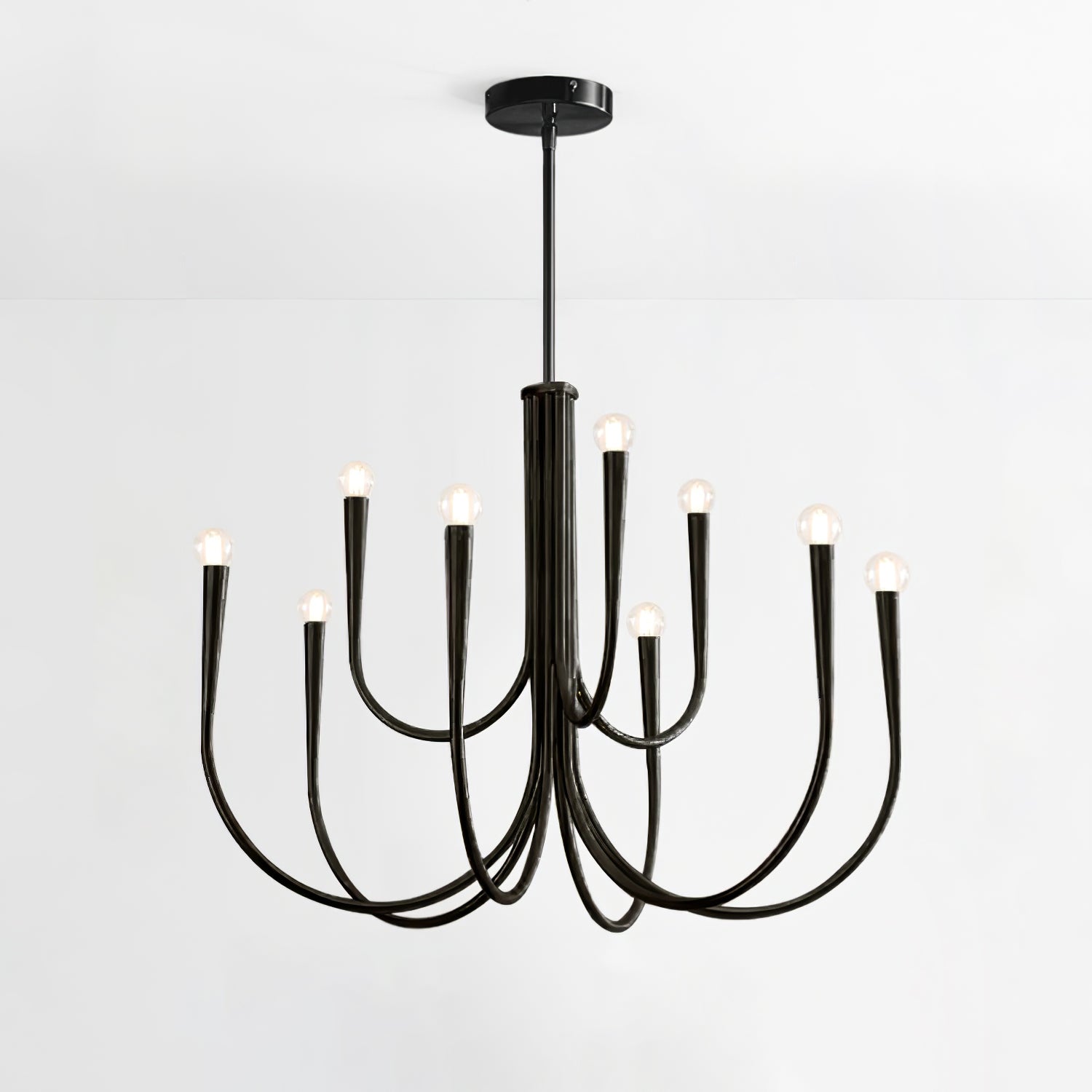 Lustra Chandelier Swoop Arm Brass Minimalist - Letslighting