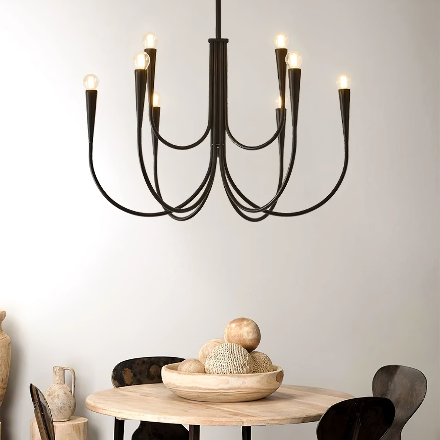 Lustra Chandelier Swoop Arm Brass Minimalist - Letslighting