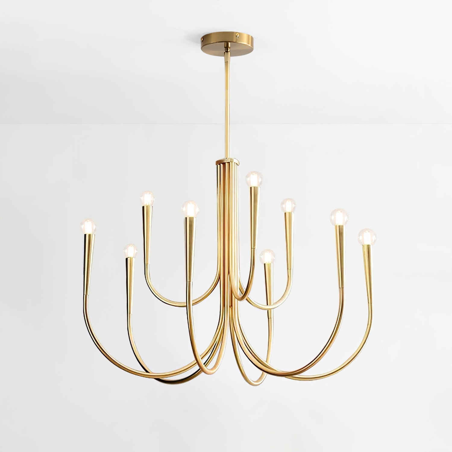 Lustra Chandelier Swoop Arm Brass Minimalist - Letslighting
