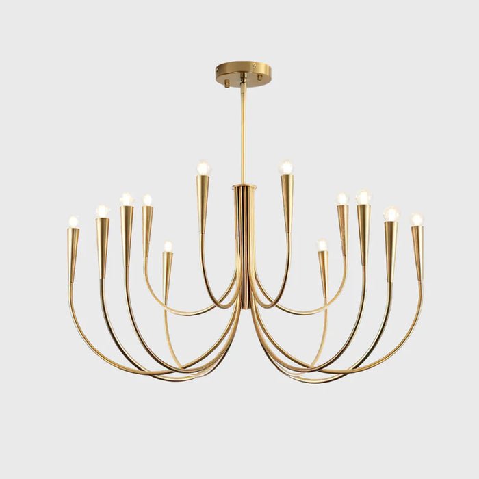 Lustra Chandelier Swoop Arm Brass Minimalist - Letslighting