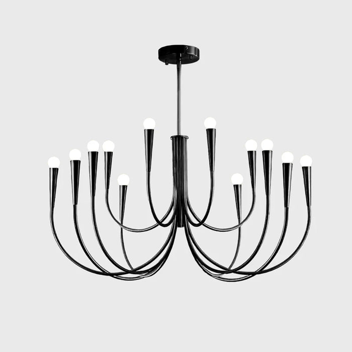 Lustra Chandelier Swoop Arm Brass Minimalist - Letslighting