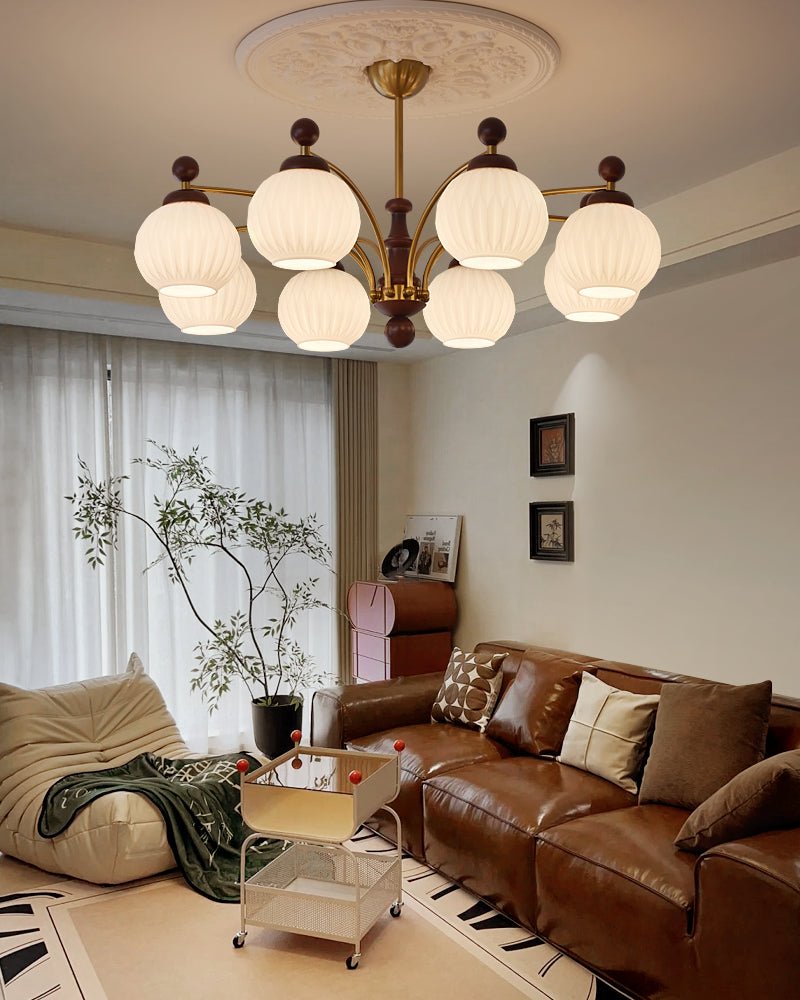 Vedoror Traditional Classic Orb Wood Glass Chandelier - Letslighting