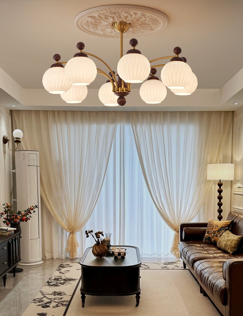 Vedoror Traditional Classic Orb Wood Glass Chandelier - Letslighting