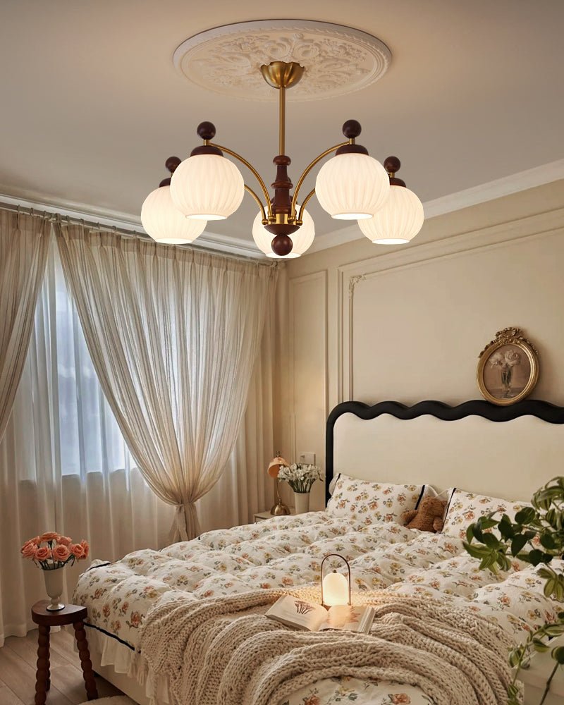 Vedoror Traditional Classic Orb Wood Glass Chandelier - Letslighting