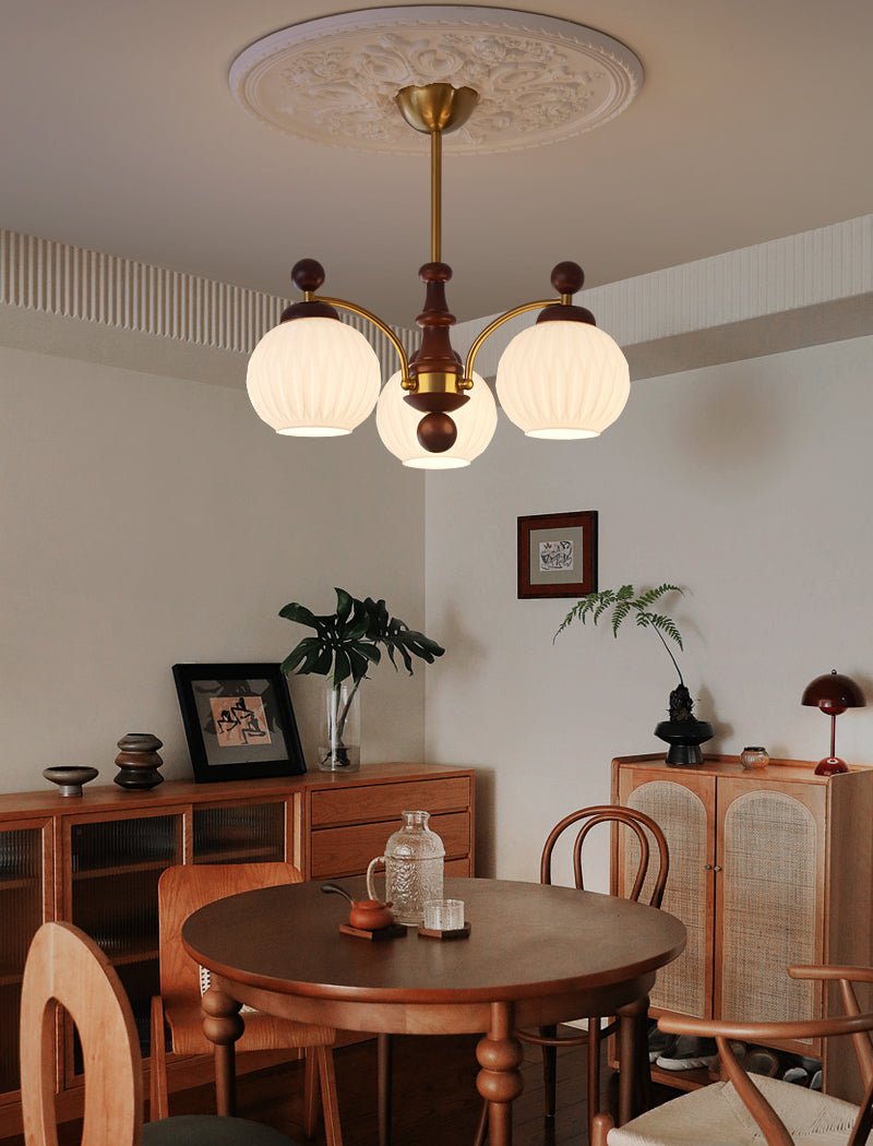 Vedoror Traditional Classic Orb Wood Glass Chandelier - Letslighting