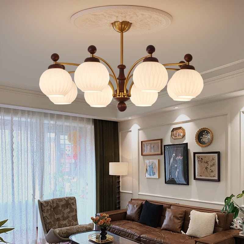 Vedoror Traditional Classic Orb Wood Glass Chandelier - Letslighting