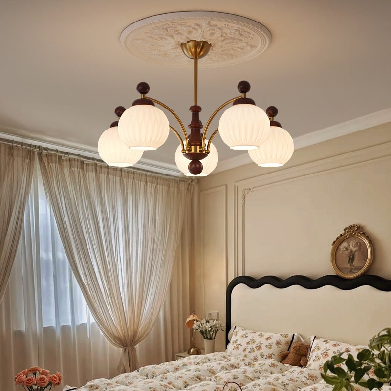 Vedoror Traditional Classic Orb Wood Glass Chandelier - Letslighting