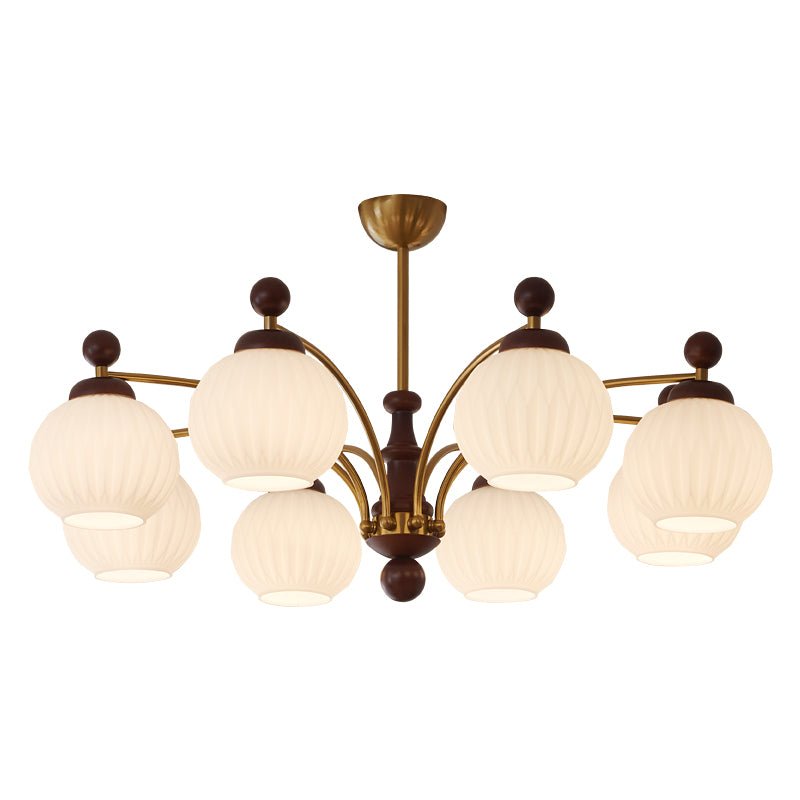 Vedoror Traditional Classic Orb Wood Glass Chandelier - Letslighting