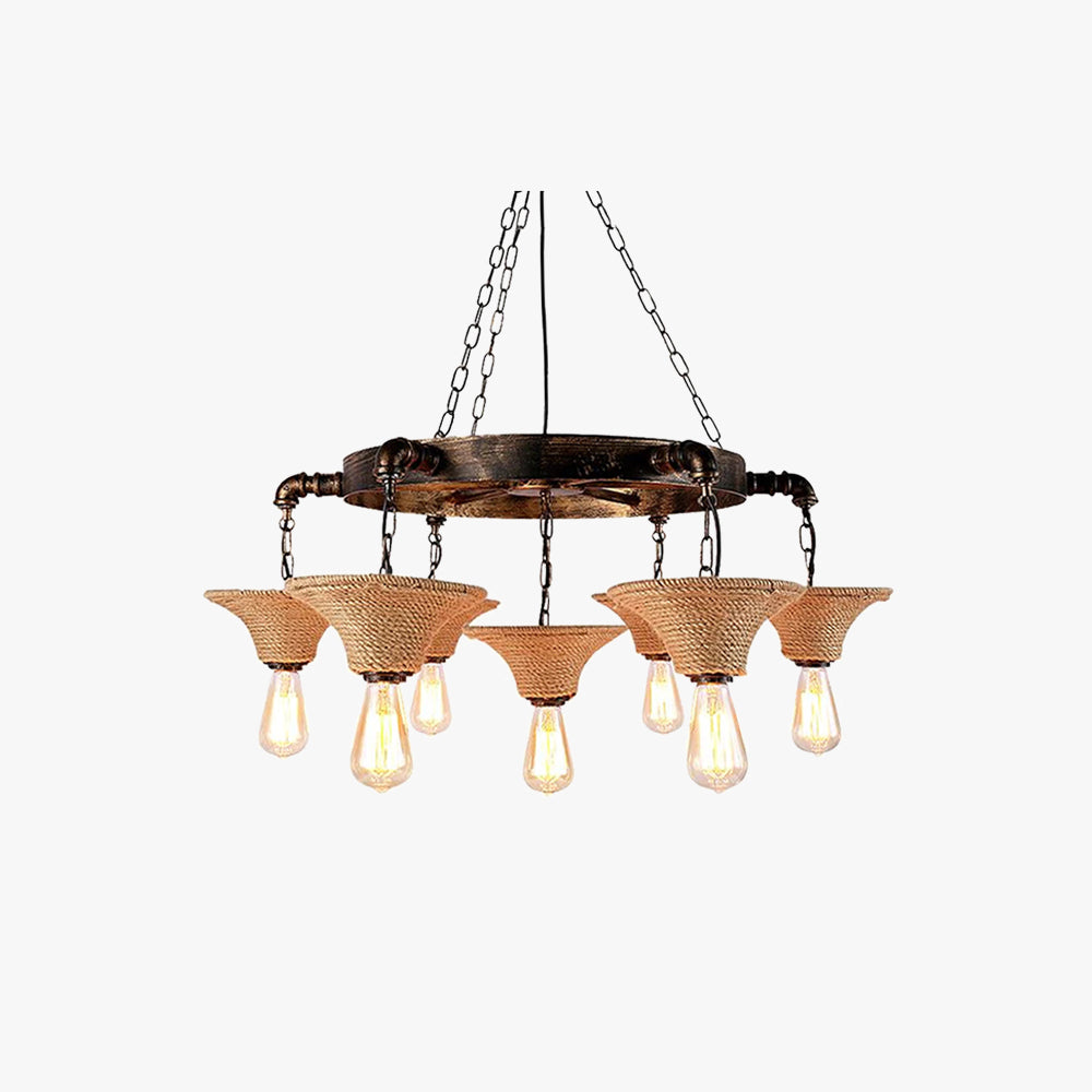 Epoch Industrial Creativity Chandelier Rust Metal/Rope Bar/Restaurant