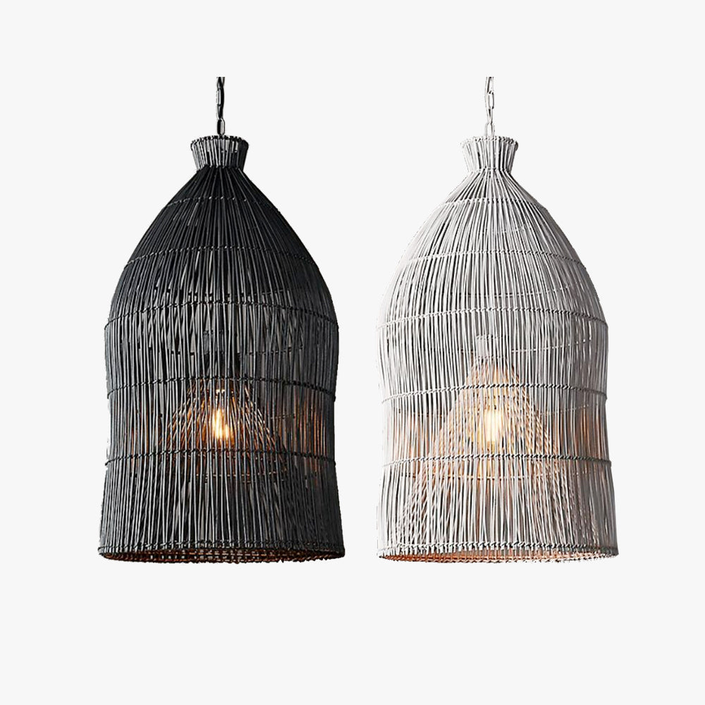 Ritta Design Birdcage LED Pendant Light Metal Rattan Bedroom Living Room