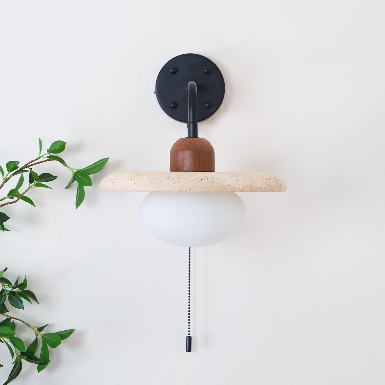 Solaro Wall Light Travertine Pull Chain Switch - Letslighting