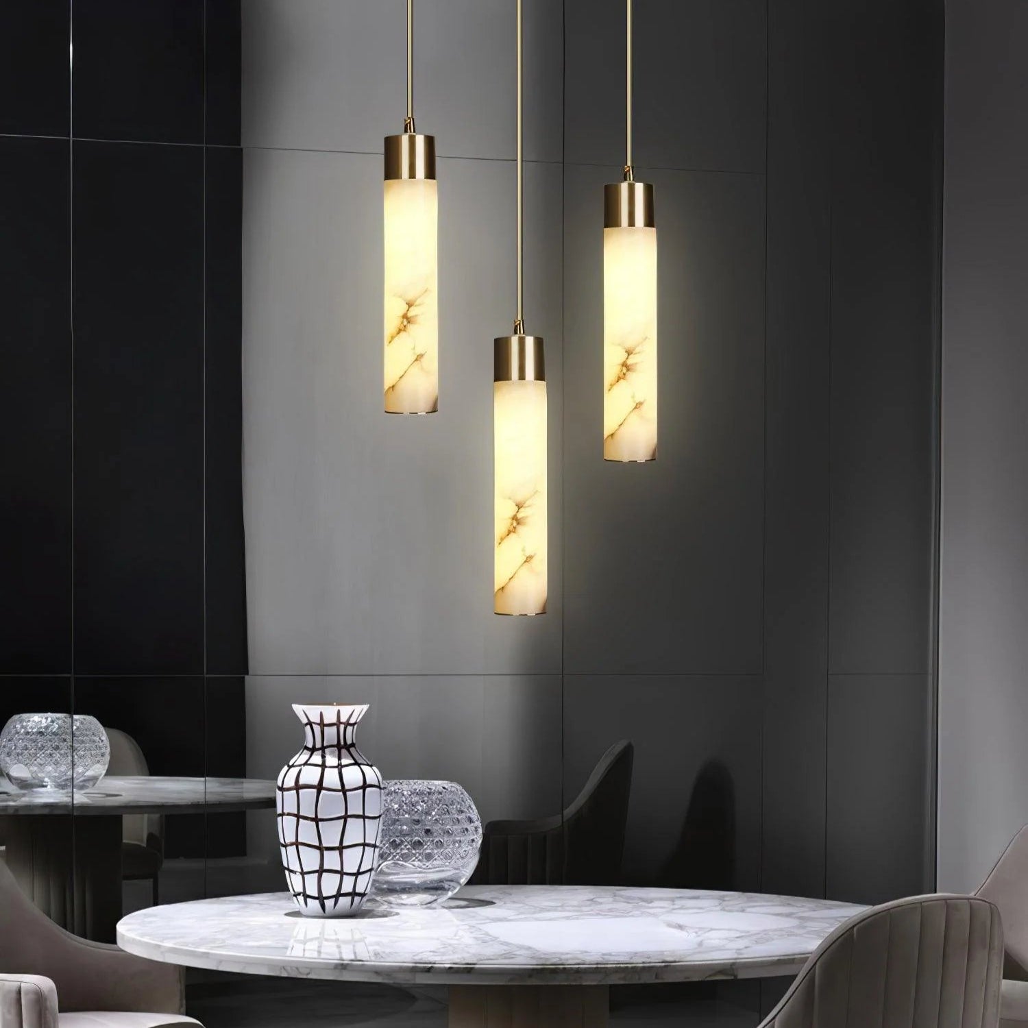 Dike White Alabaster Pendant Light - Letslighting