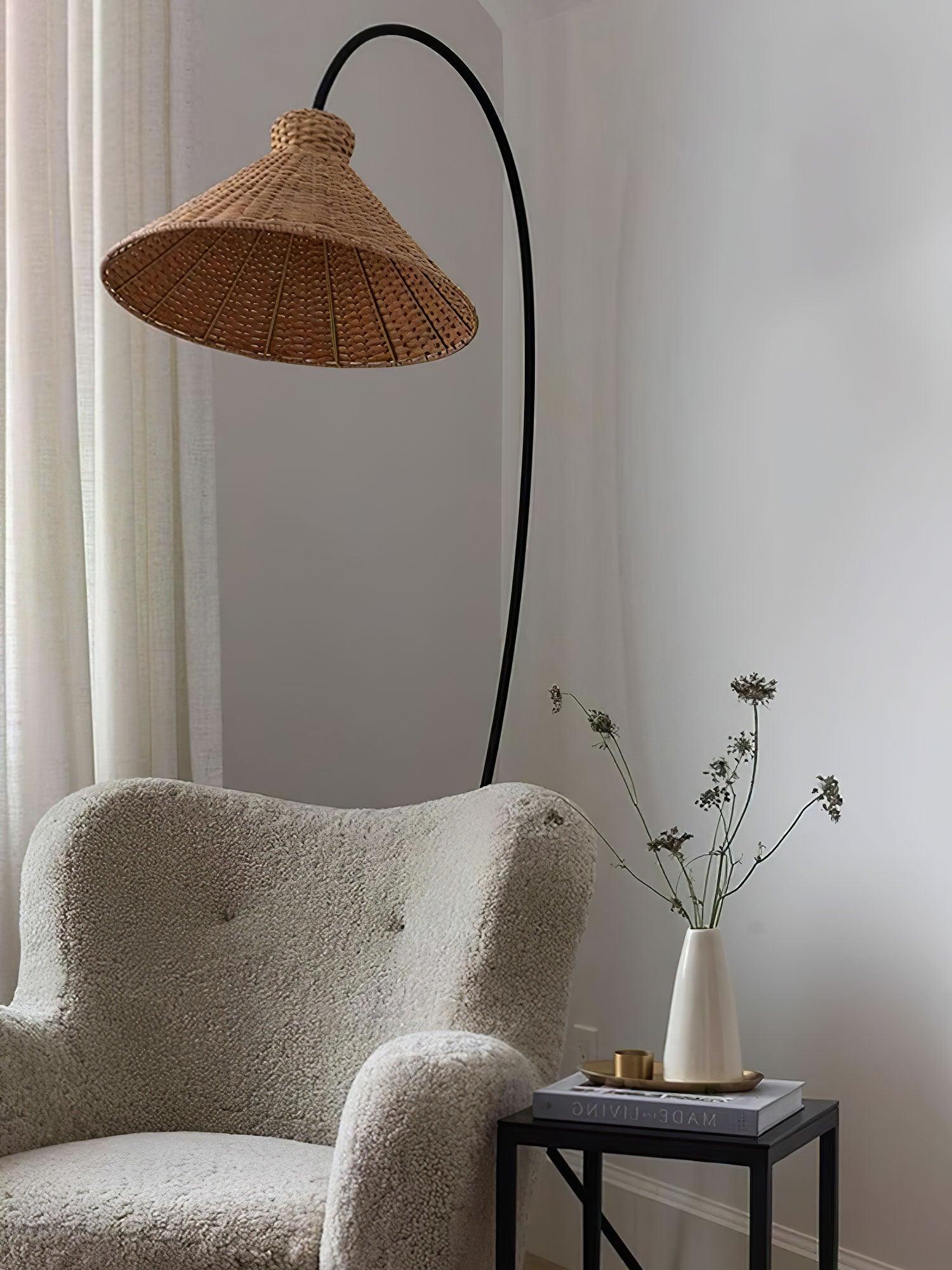 Sombrero Rattan Arc Floor Lamp - Letslighting