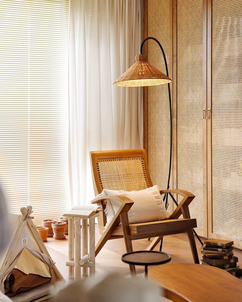 Sombrero Rattan Arc Floor Lamp - Letslighting