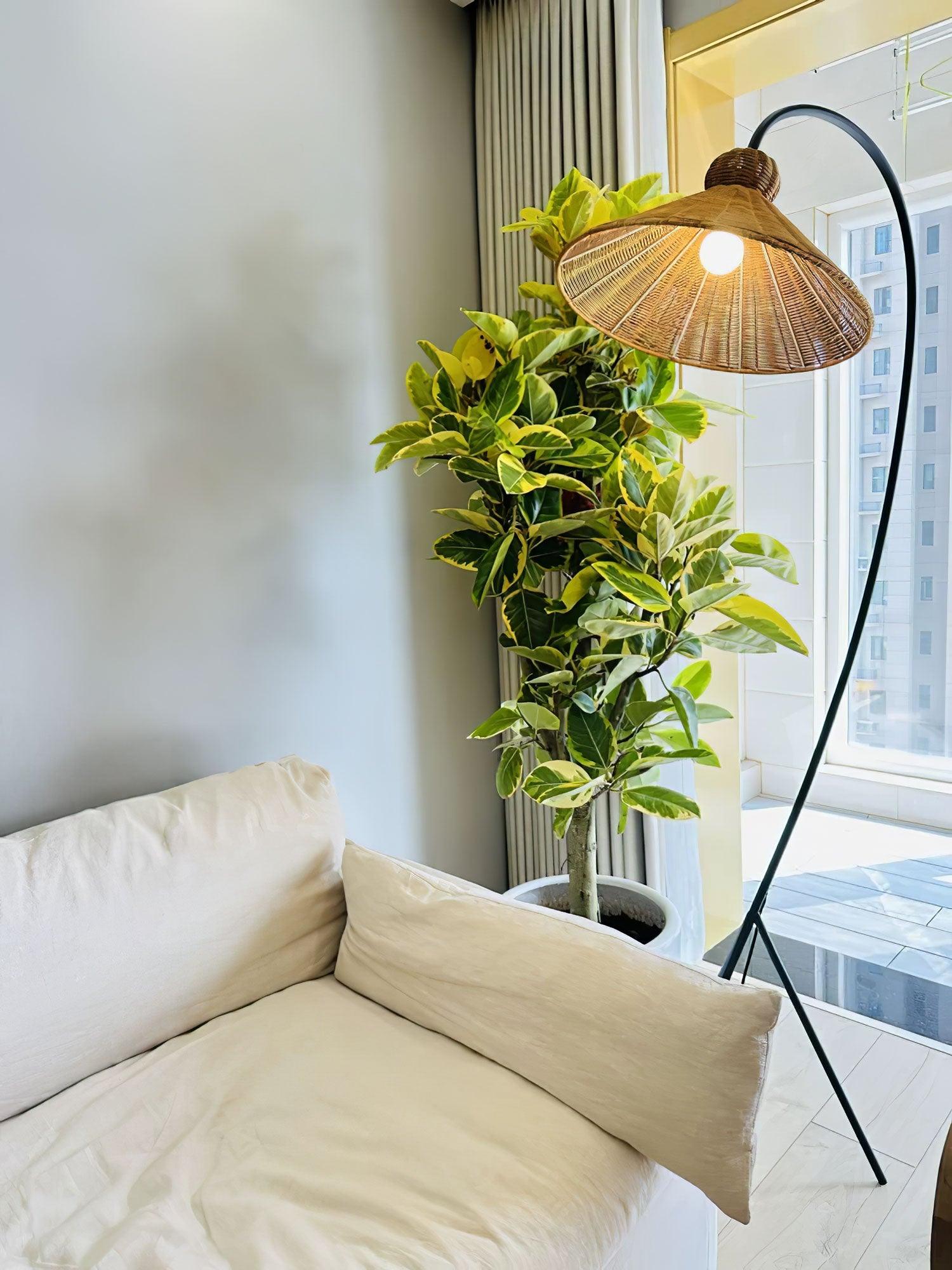 Sombrero Rattan Arc Floor Lamp - Letslighting