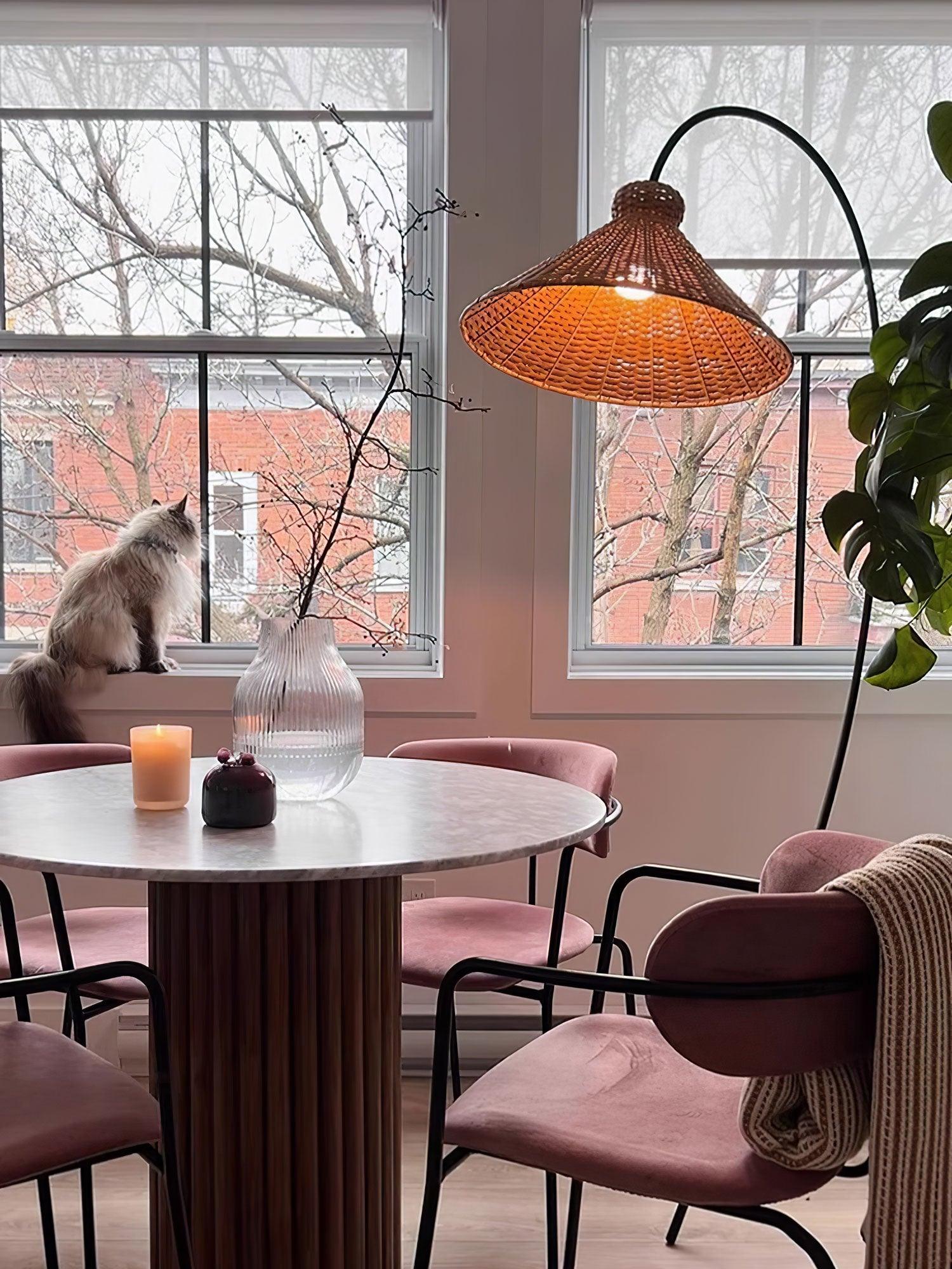 Sombrero Rattan Arc Floor Lamp - Letslighting