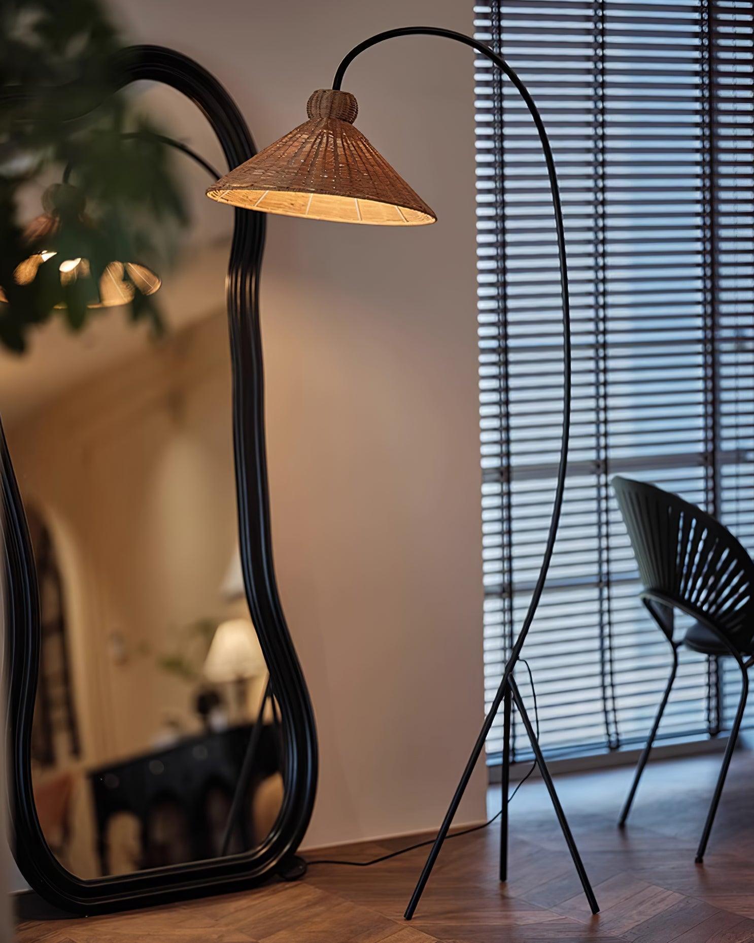 Sombrero Rattan Arc Floor Lamp - Letslighting